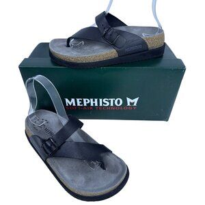 Mephisto Women's Helen Plus Thong Sandal Black Waxy Leather SZ EU 36, US 6 W